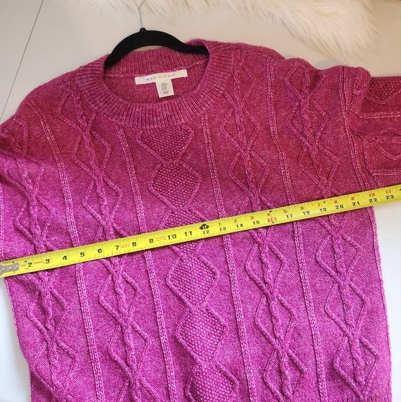 Max Studio Pink Cable Knit Sweater Soft Warm Winter Womens Size Medium Crew Neck - Picture 7 of 8